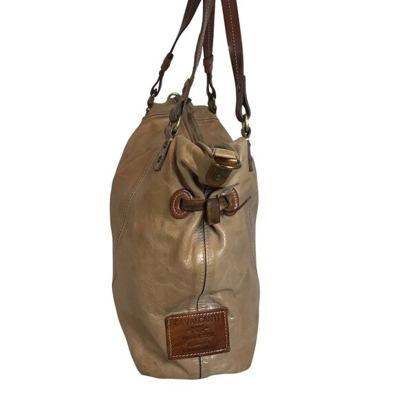 Cavalcanti Tan Leather Handmade Italian Shoulder Bag Interior Compartments 14X14 - Picture 3 of 16